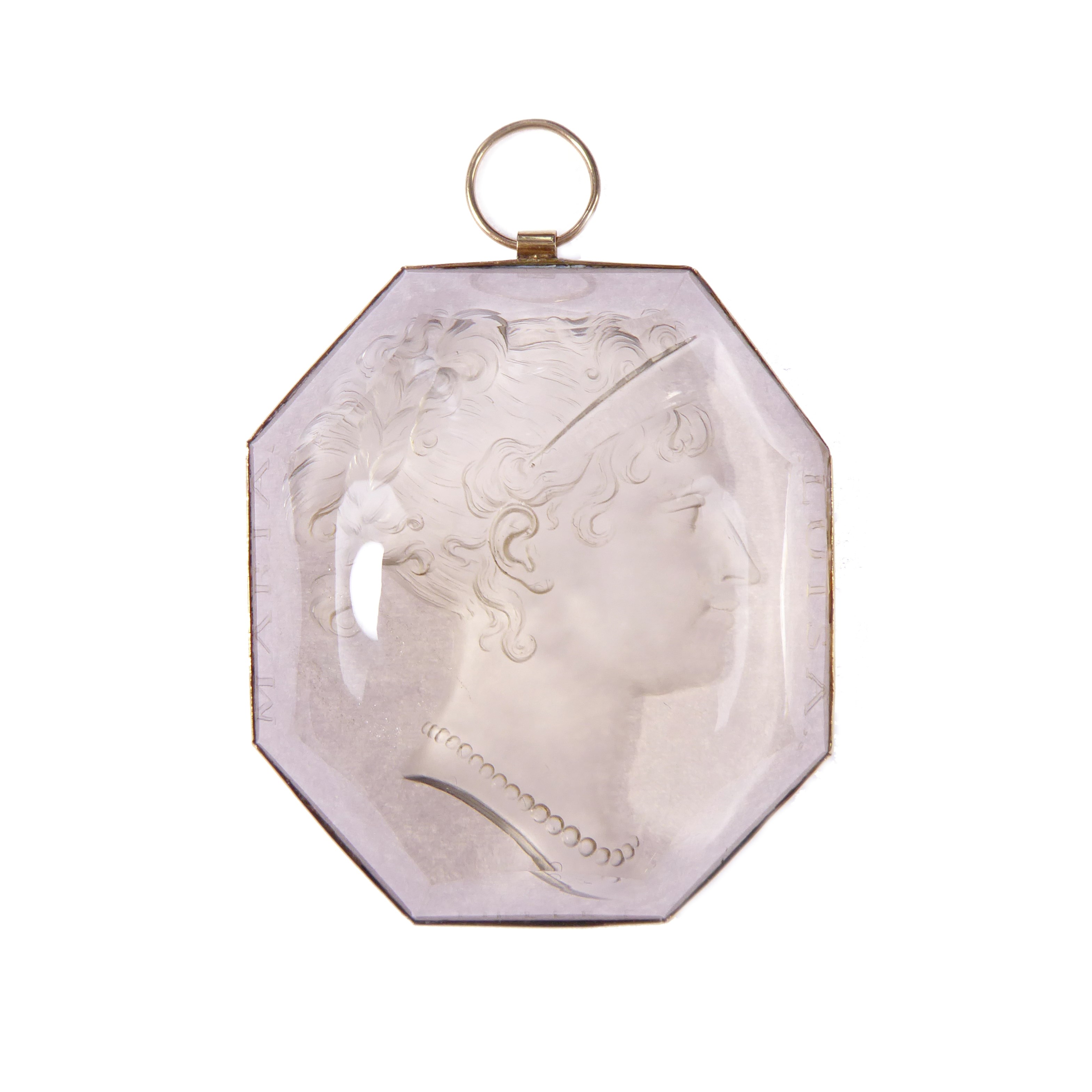 19th century citrine intaglio pendant by Luigi Pichler, depicting Marie Louise, second wife of Napoleon Bonaparte,